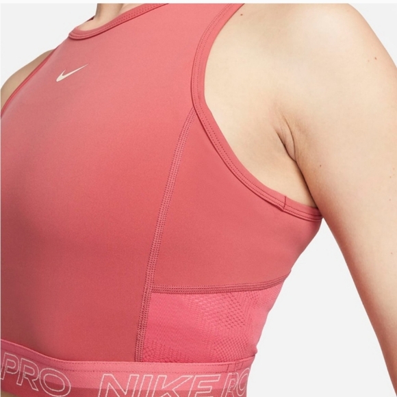 Nike- Pro Dri-Fit Womens Cropped Training Tank(Sea Coral/Coconut Milk) - Picture 4 of 5